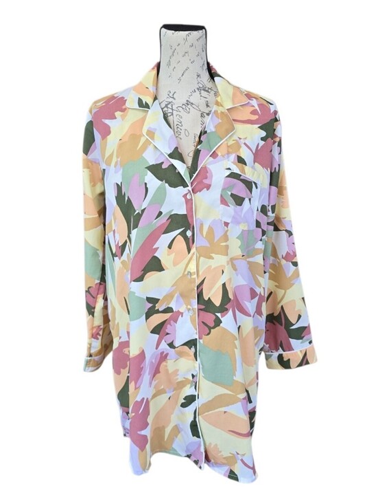 Joie Other - Joie Abstract Floral Yellow Green Print Long Sleeve Pajama Shirt M